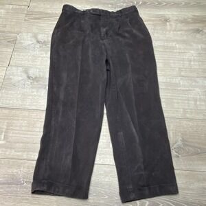 Corbin Pants Mens 36x30 Brown Wool Pleated Cuffed‎ Vintage Trousers USA